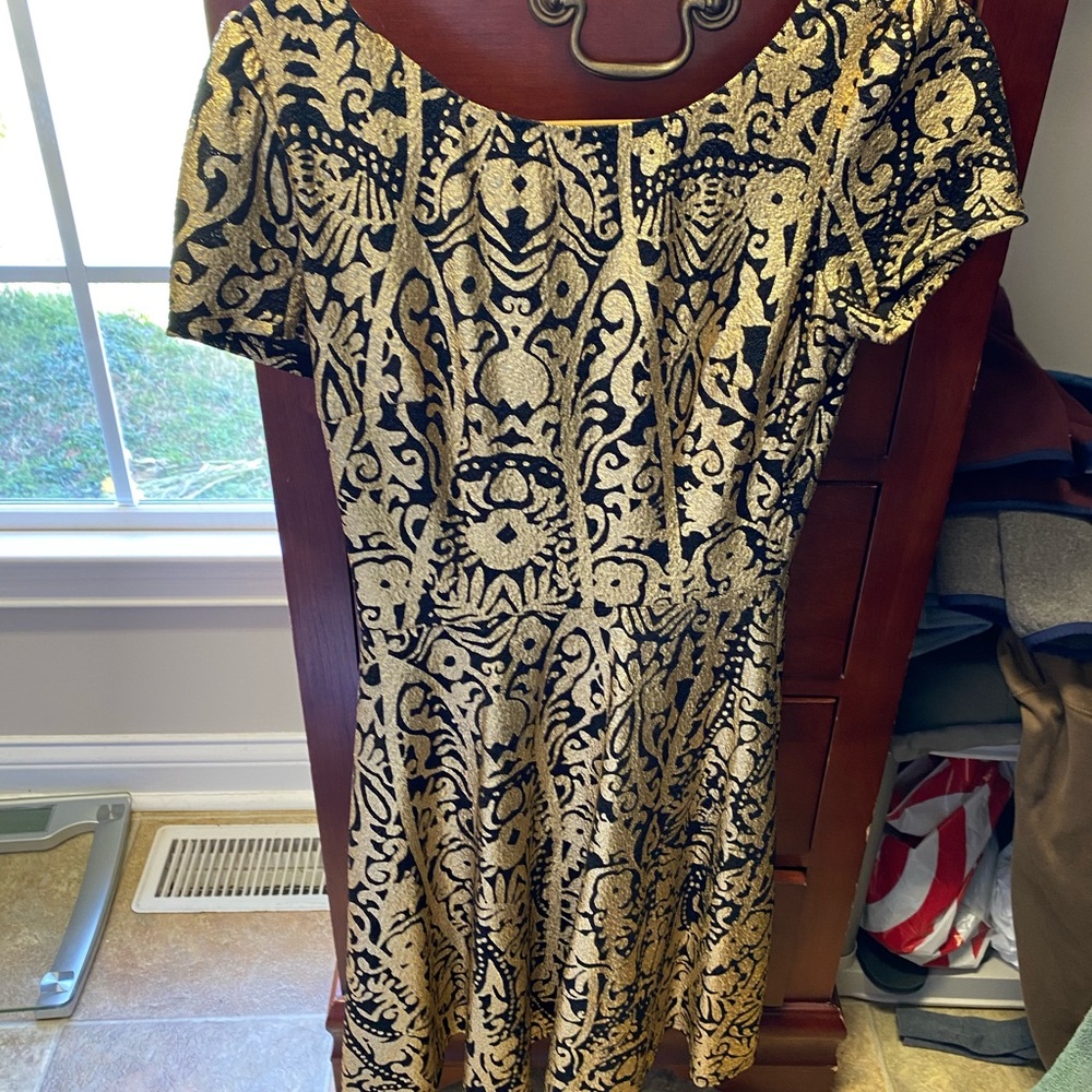Gold foiled cocktail dress